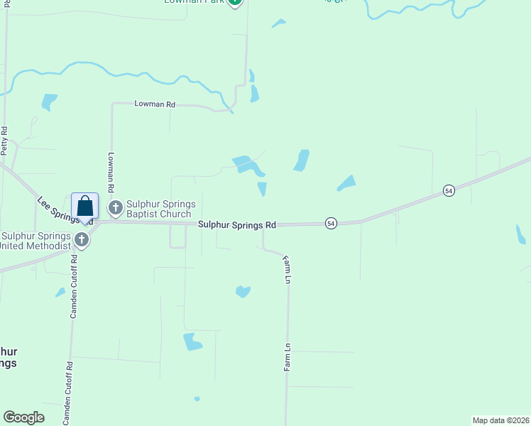 map of restaurants, bars, coffee shops, grocery stores, and more near 8611 Sulphur Springs Road in Pine Bluff