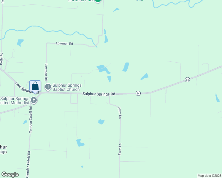 map of restaurants, bars, coffee shops, grocery stores, and more near 8611 Sulphur Springs Road in Pine Bluff