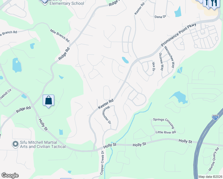 map of restaurants, bars, coffee shops, grocery stores, and more near 157 Prominence Court in Canton