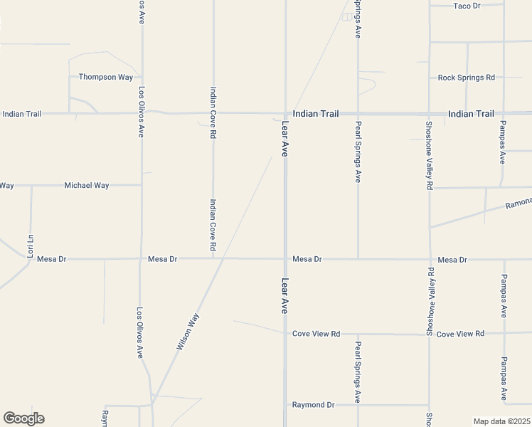 map of restaurants, bars, coffee shops, grocery stores, and more near 2 Lear Avenue in Twentynine Palms