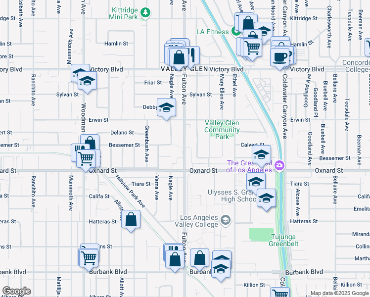 map of restaurants, bars, coffee shops, grocery stores, and more near 6034 Fulton Avenue in Los Angeles