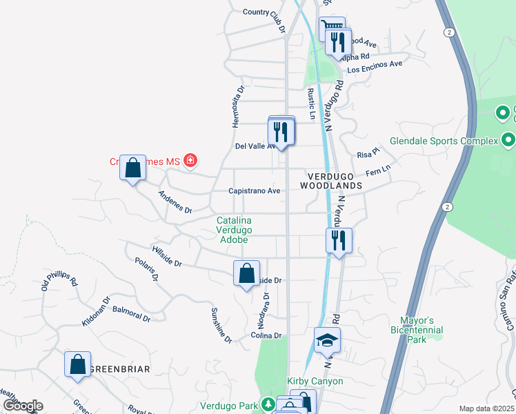 map of restaurants, bars, coffee shops, grocery stores, and more near 1616 Opechee Way in Glendale