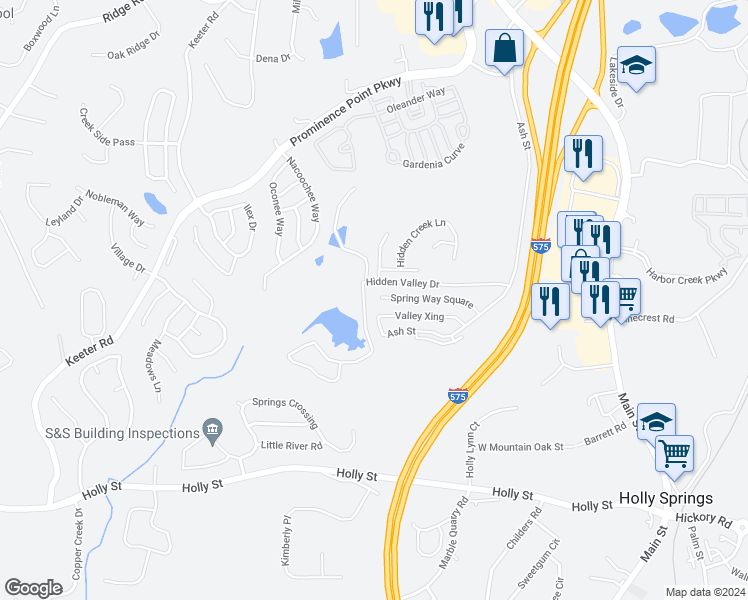 map of restaurants, bars, coffee shops, grocery stores, and more near 179 Spring Way Square in Canton