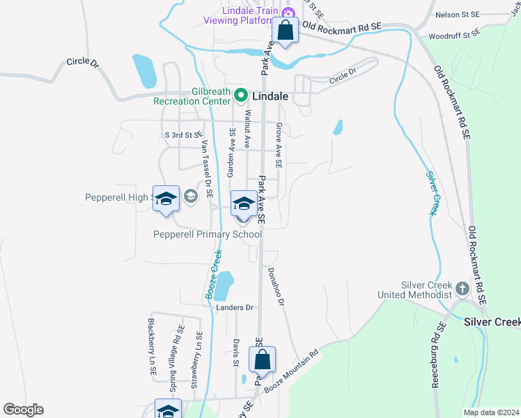 map of restaurants, bars, coffee shops, grocery stores, and more near 3 Dragon Drive Southeast in Lindale