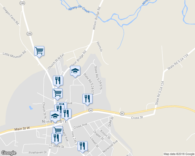 map of restaurants, bars, coffee shops, grocery stores, and more near 109 State Road S-24-575 in Ninety Six