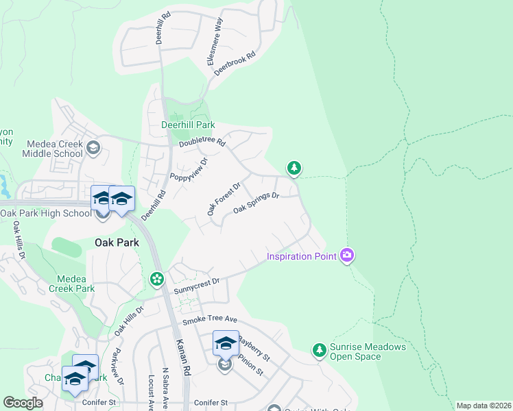 map of restaurants, bars, coffee shops, grocery stores, and more near 6690 Oak Springs Drive in Oak Park