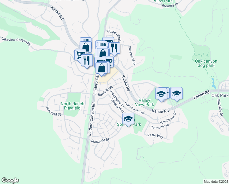 map of restaurants, bars, coffee shops, grocery stores, and more near 5018 Evanwood Avenue in Oak Park