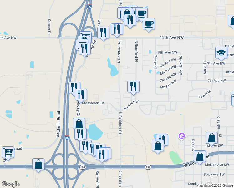 map of restaurants, bars, coffee shops, grocery stores, and more near 2500 Tanglewood Court in Ardmore