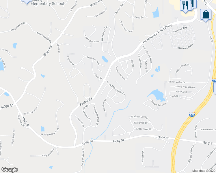 map of restaurants, bars, coffee shops, grocery stores, and more near 203 Wild Flower Place in Canton
