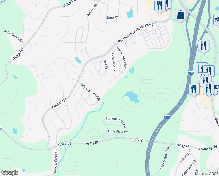 map of restaurants, bars, coffee shops, grocery stores, and more near 178 Nacoochee Way in Canton