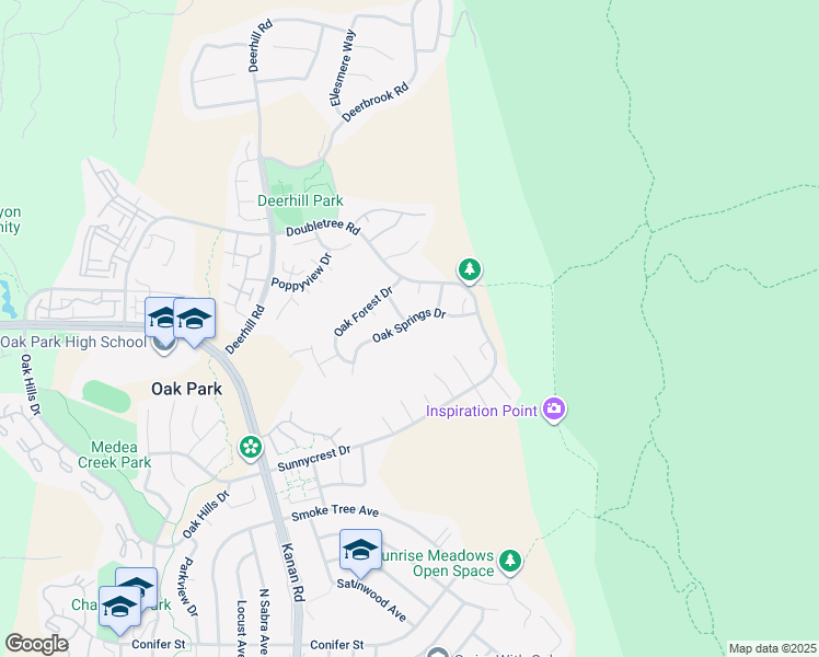 map of restaurants, bars, coffee shops, grocery stores, and more near 6690 Oak Springs Drive in Oak Park