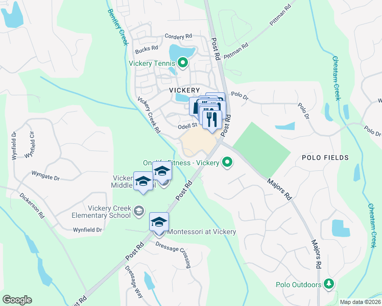 map of restaurants, bars, coffee shops, grocery stores, and more near 5939 Bond Street in Cumming