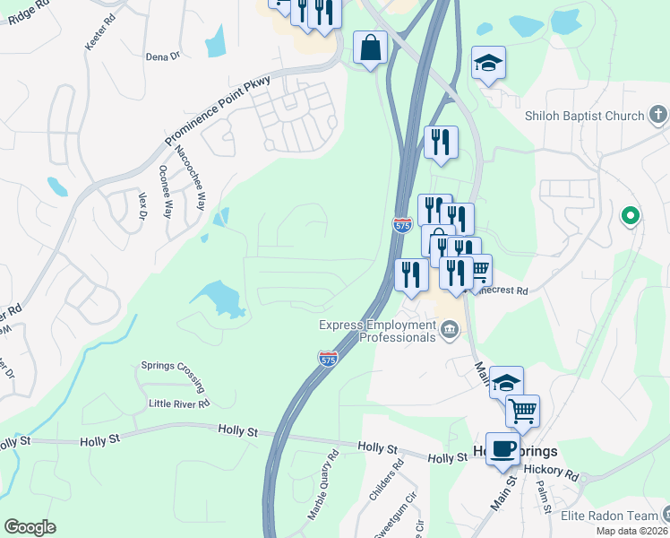 map of restaurants, bars, coffee shops, grocery stores, and more near 206 Valley Crossing in Canton