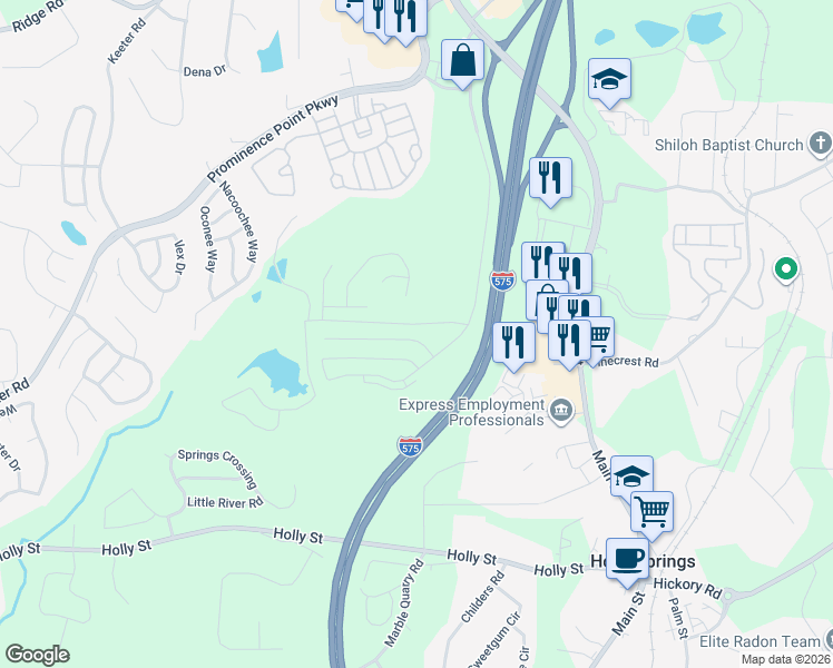 map of restaurants, bars, coffee shops, grocery stores, and more near 206 Valley Crossing in Canton