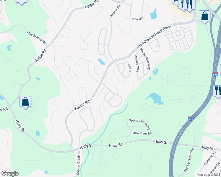 map of restaurants, bars, coffee shops, grocery stores, and more near 303 Meadows Lane in Canton