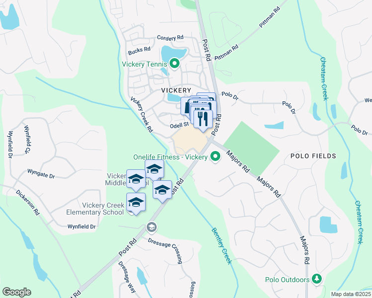 map of restaurants, bars, coffee shops, grocery stores, and more near 5920 Bond Street in Cumming