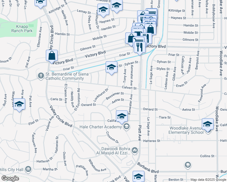 map of restaurants, bars, coffee shops, grocery stores, and more near 6112 Dill Place in Los Angeles