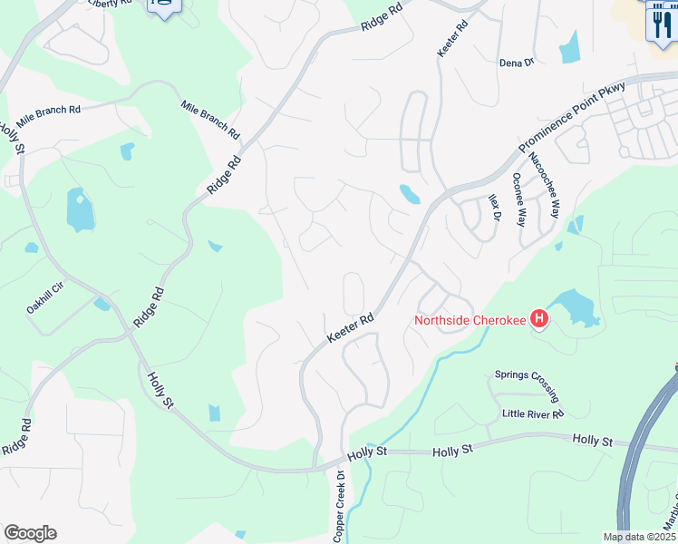 map of restaurants, bars, coffee shops, grocery stores, and more near 129 Prominence Court in Canton