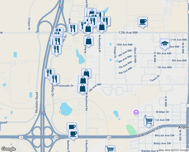 map of restaurants, bars, coffee shops, grocery stores, and more near 2421 Briarwood Court in Ardmore