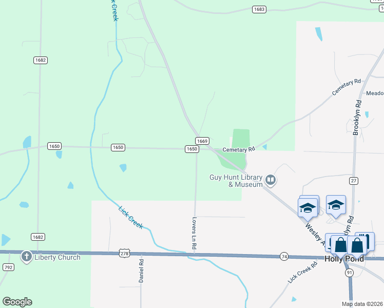 map of restaurants, bars, coffee shops, grocery stores, and more near 477 Lovers Lane Road in Holly Pond