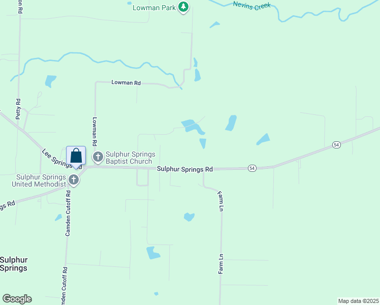 map of restaurants, bars, coffee shops, grocery stores, and more near 8707 Sulphur Springs Road in Pine Bluff