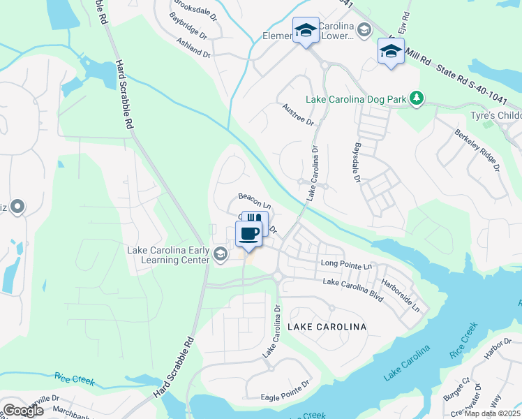 map of restaurants, bars, coffee shops, grocery stores, and more near 128 Beacon Lane in Columbia