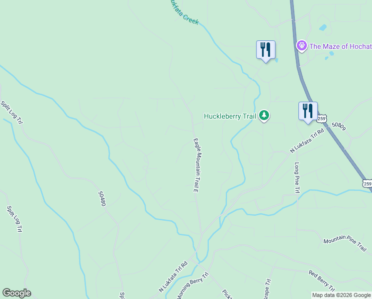 map of restaurants, bars, coffee shops, grocery stores, and more near 49 플럼 브랜치 로드 in Broken Bow