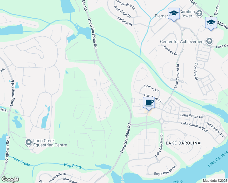 map of restaurants, bars, coffee shops, grocery stores, and more near B HardScrabble Road in Blythewood