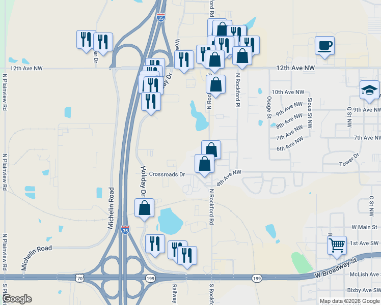 map of restaurants, bars, coffee shops, grocery stores, and more near 2515 Westwood Lane in Ardmore