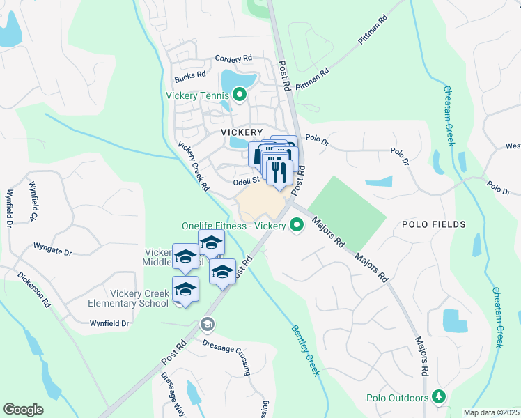map of restaurants, bars, coffee shops, grocery stores, and more near 5890 Bond Street in Cumming