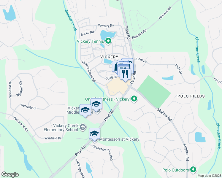 map of restaurants, bars, coffee shops, grocery stores, and more near 5968 Bond Street in Cumming