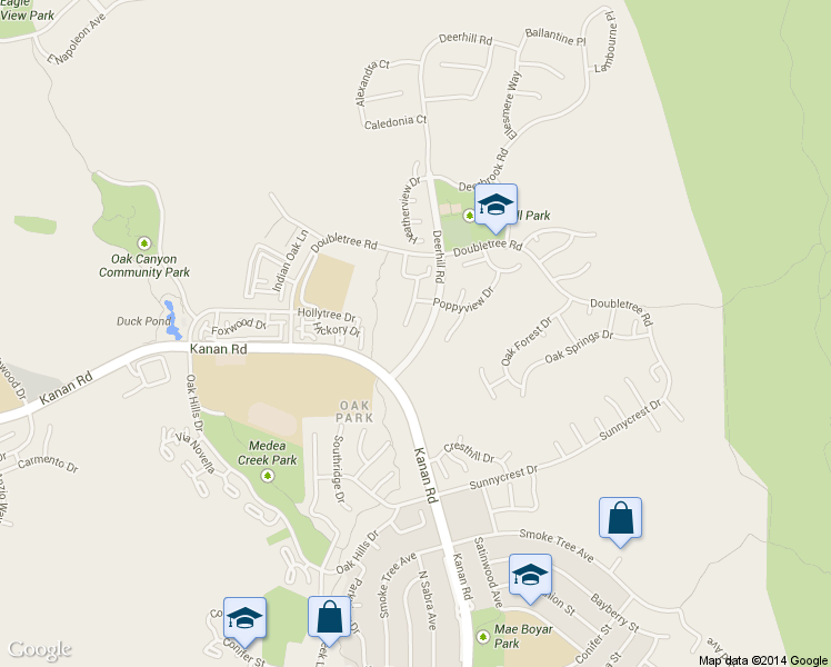 map of restaurants, bars, coffee shops, grocery stores, and more near 924 Thistlegate Road in Oak Park