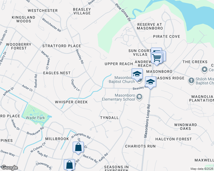 map of restaurants, bars, coffee shops, grocery stores, and more near 1304 Old Foards Lane in Wilmington