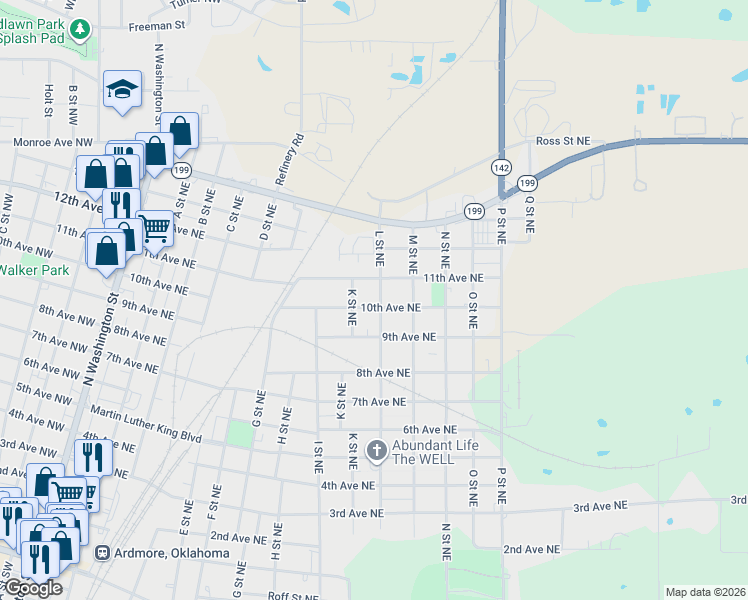 map of restaurants, bars, coffee shops, grocery stores, and more near 1117 10th Avenue Northeast in Ardmore