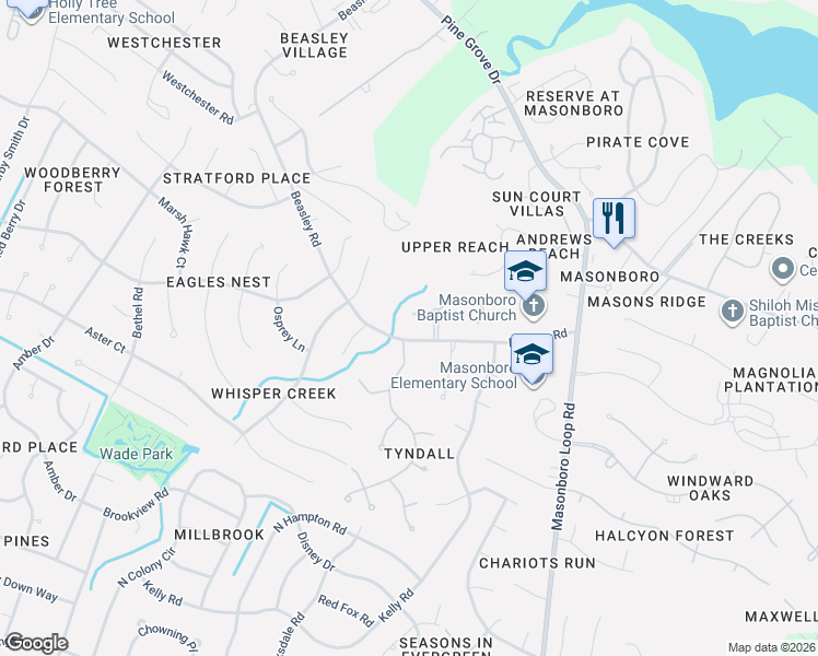 map of restaurants, bars, coffee shops, grocery stores, and more near 1304 Old Foards Lane in Wilmington