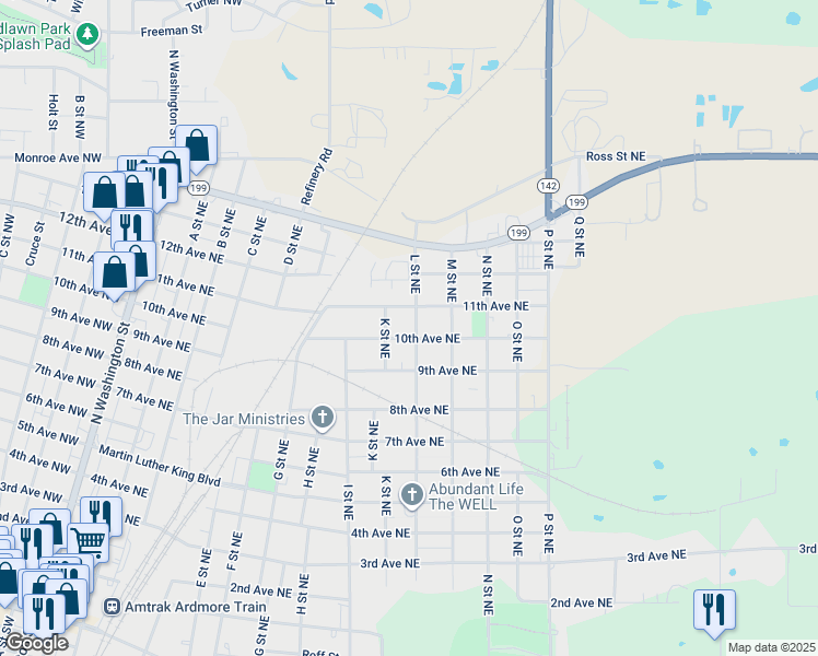 map of restaurants, bars, coffee shops, grocery stores, and more near 1117 10th Avenue Northeast in Ardmore