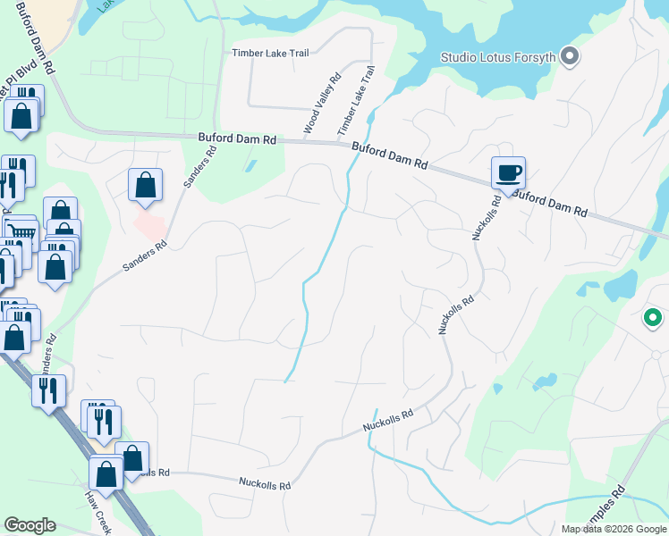map of restaurants, bars, coffee shops, grocery stores, and more near 1160 Spring Oak Way in Cumming