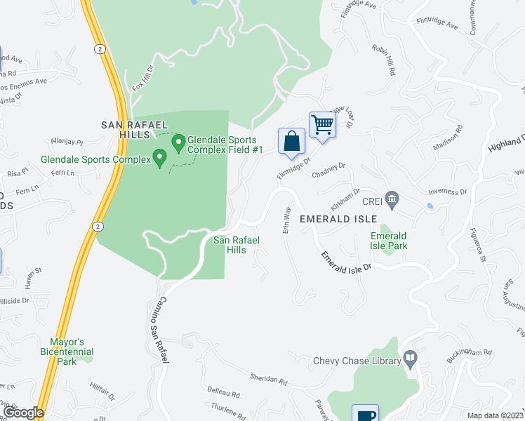 map of restaurants, bars, coffee shops, grocery stores, and more near 3039 Emerald Isle Drive in Glendale