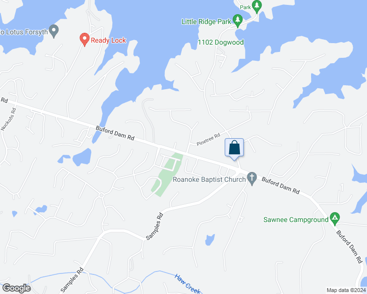 map of restaurants, bars, coffee shops, grocery stores, and more near 2475 Wanda Woods Road in Cumming