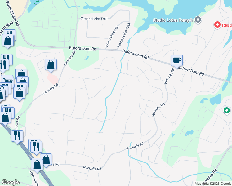map of restaurants, bars, coffee shops, grocery stores, and more near 1160 Spring Oak Way in Cumming