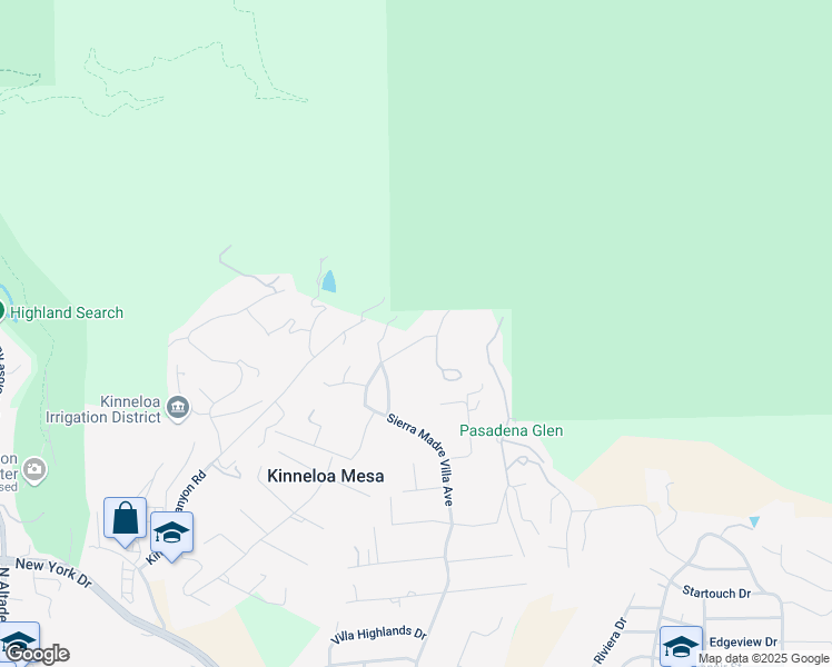 map of restaurants, bars, coffee shops, grocery stores, and more near 2235 Villa Heights Road in Pasadena