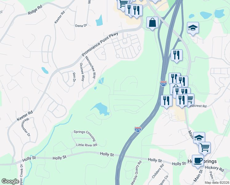 map of restaurants, bars, coffee shops, grocery stores, and more near 200 Hidden Creek Point in Canton