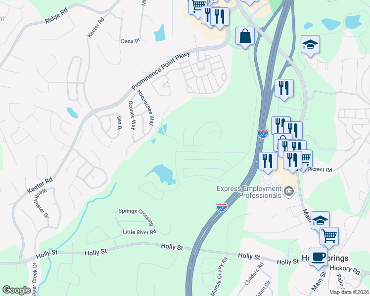 map of restaurants, bars, coffee shops, grocery stores, and more near 200 Hidden Creek Point in Canton