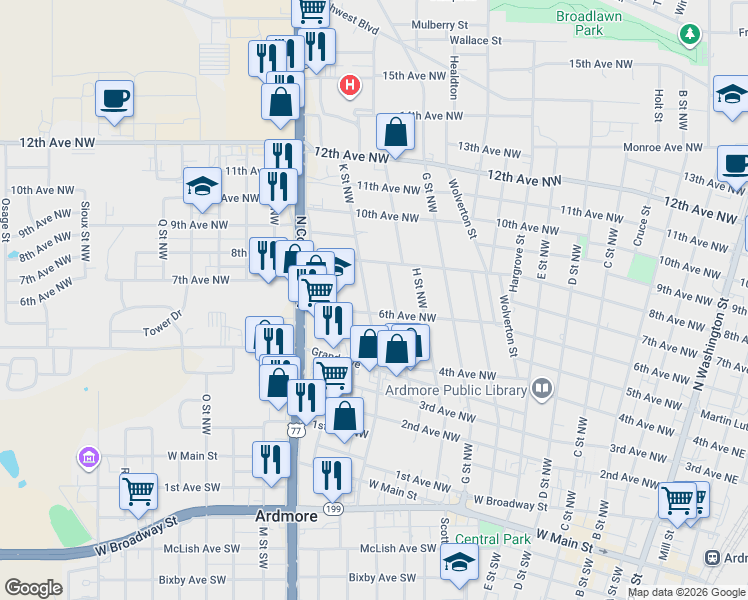 map of restaurants, bars, coffee shops, grocery stores, and more near 523 K Street Northwest in Ardmore