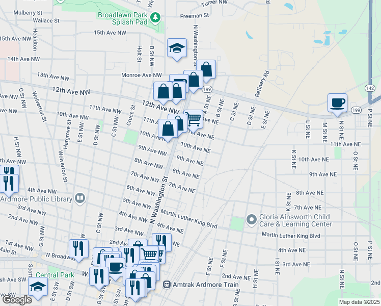 map of restaurants, bars, coffee shops, grocery stores, and more near 915 A Street Northeast in Ardmore