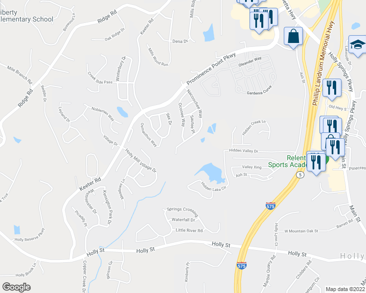 map of restaurants, bars, coffee shops, grocery stores, and more near 189 Nacoochee Way in Canton