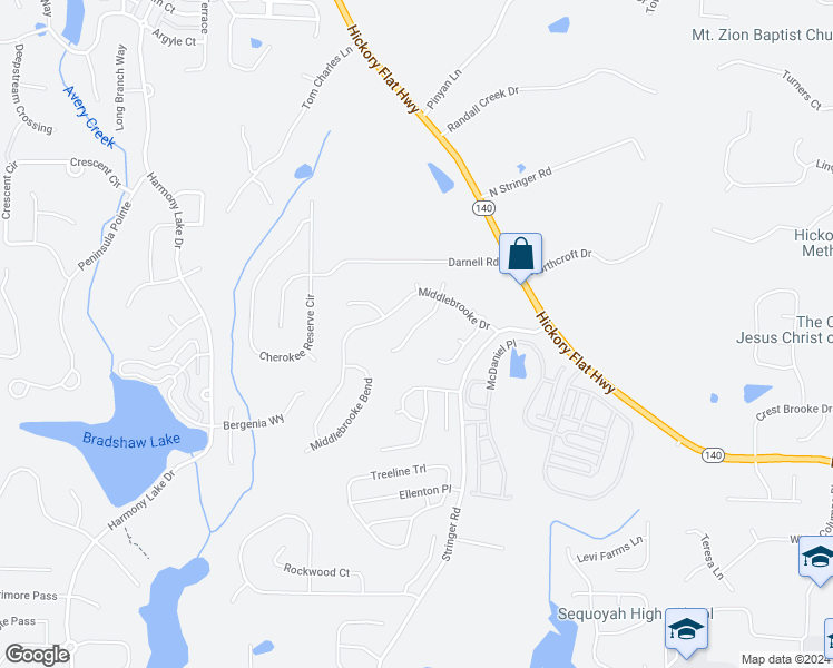 map of restaurants, bars, coffee shops, grocery stores, and more near 413 Middlebrooke Street in Canton