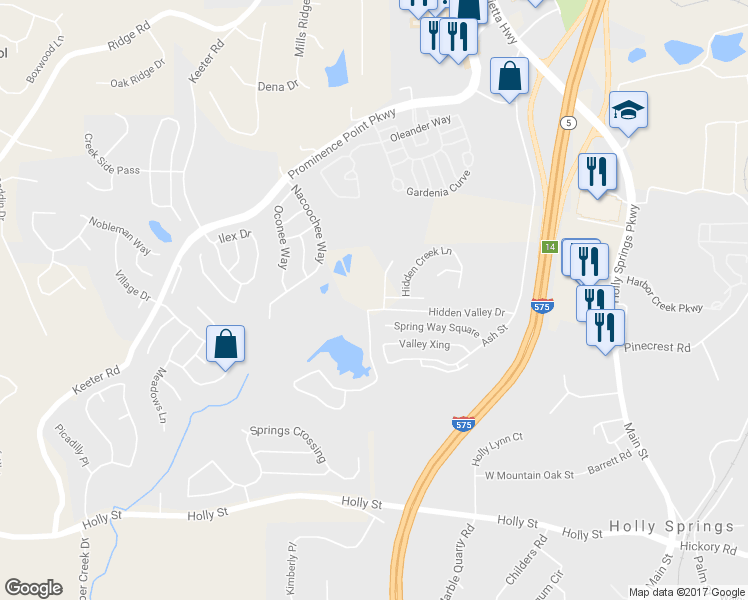 map of restaurants, bars, coffee shops, grocery stores, and more near 103 Hidden Creek Drive in Canton