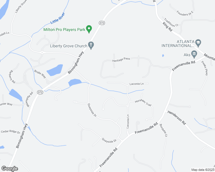 map of restaurants, bars, coffee shops, grocery stores, and more near 16390 Laconia Lane in Milton