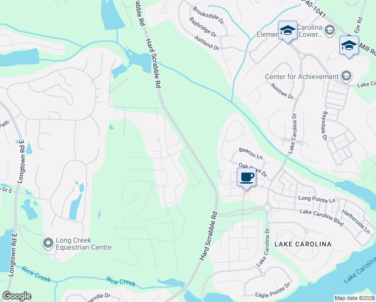 map of restaurants, bars, coffee shops, grocery stores, and more near B HardScrabble Road in Blythewood
